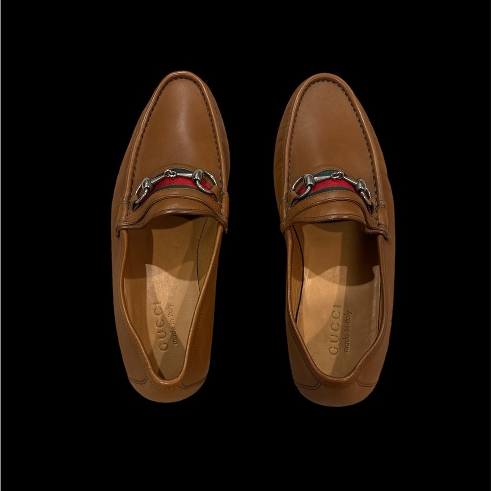 Gucci Brown Leather Loafers with Horsebit Detail